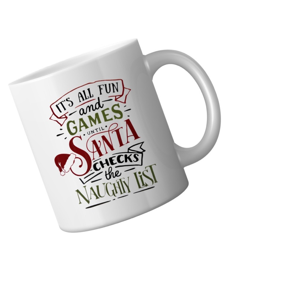 Festive White Mug, Christmas mug,